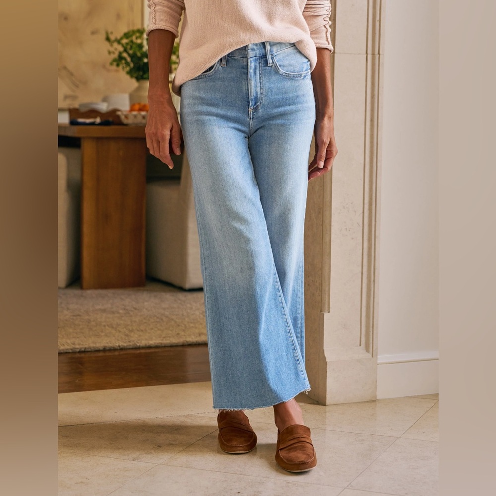 Frank & Eileen Women's  Denim Jeans Size 27 Galway Wide Leg Raw Hem Made in USA